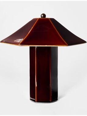 New! Double Ceramic Table Lamp Maroon - Threshold™ designed with Studio McGee